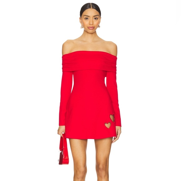 Off-Shoulder Red Mini Dress - Picture 1 of 5